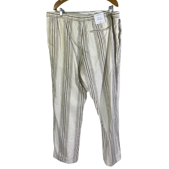H&M‎ Beige Striped Regular Fit Linen Blend Trouser Pants - NWT - Picture 8 of 14